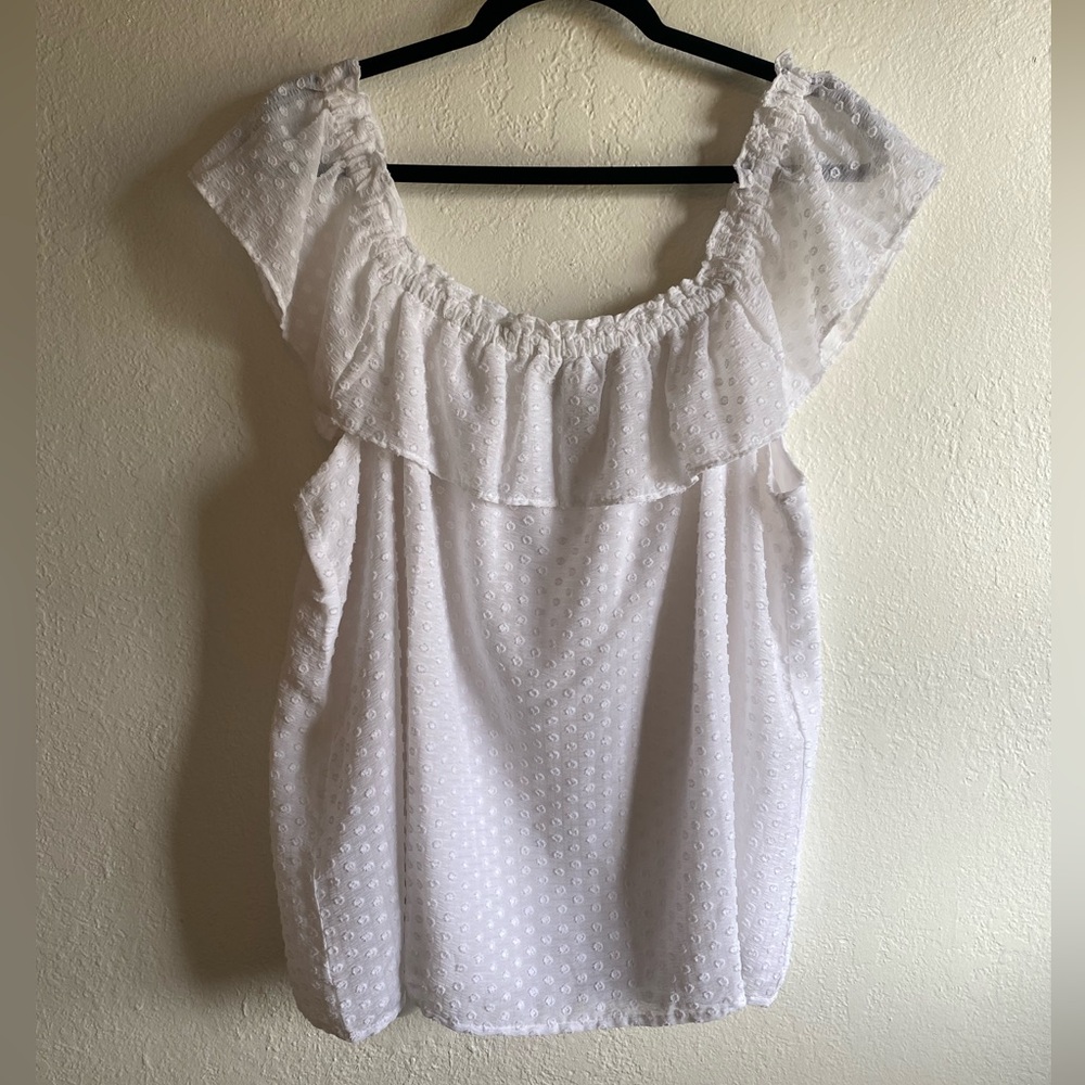 3/$20! LOFT Swiss Dot Ruffle Blouse